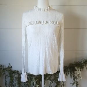 A New Day Ivory Pointelle Ruffle Sweater